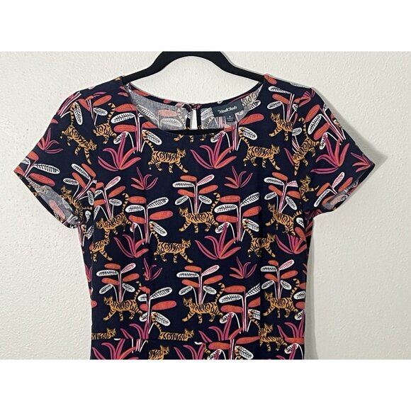 ModCloth Bold Notion Cat Jumpsuit Size Small Linen Blend Colorful - Picture 2 of 16